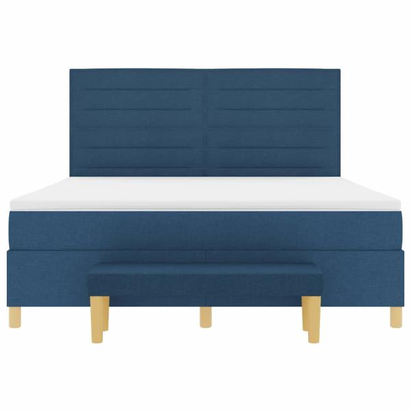 Boxspringbett mit Matratze & Bank Blau 180x200 cm Stoff