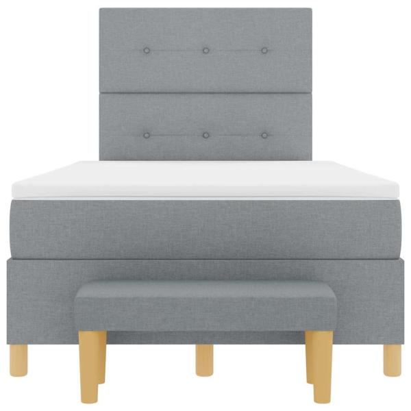 Boxspringbett mit Matratze & Bank Hellgrau 120x190 cm Stoff