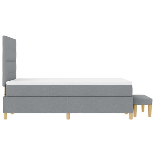 Boxspringbett mit Matratze & Bank Hellgrau 120x190 cm Stoff