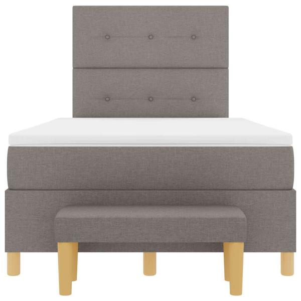 Boxspringbett mit Matratze & Bank Taupe 120x190 cm Stoff