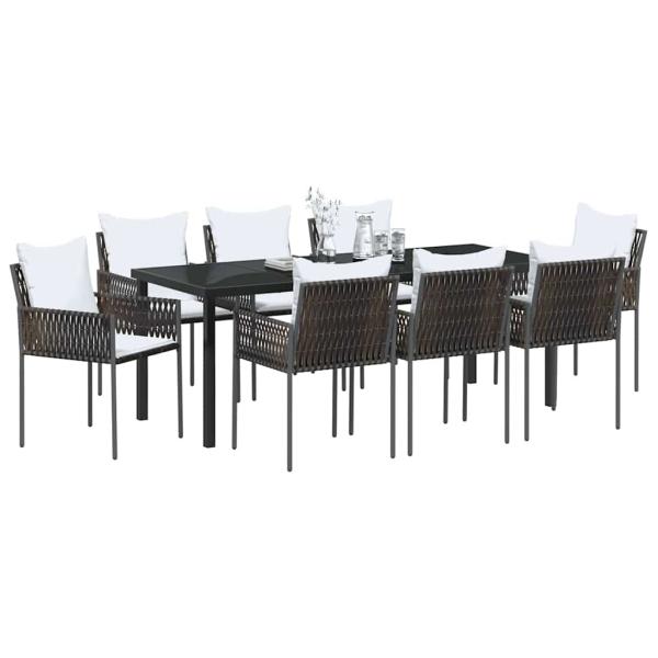 Garten Essgruppe 9 stk. Braun und Schwarz PE-Rattan