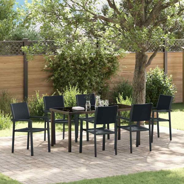 ARDEBO.de - 4-teiliges Garten-Esszimmer-Set Schwarz Poly Rattan