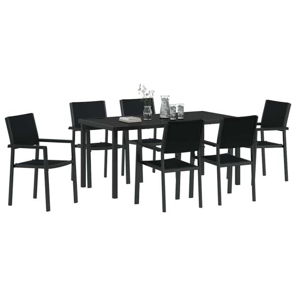 4-teiliges Garten-Esszimmer-Set Schwarz Poly Rattan
