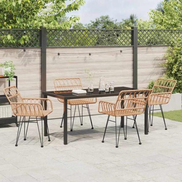 5-teiliges Garten-Ess-Set Braunes Poly-Rattan