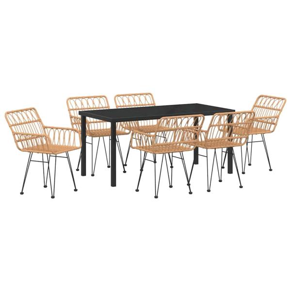 7-teiliges Garten Esszimmer Set Brown Poly Rattan