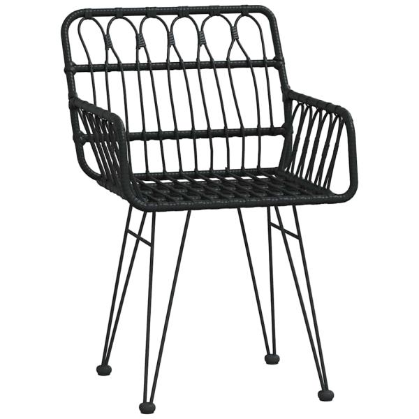 7-teiliges Garten-Essenset Schwarz Poly Rattan