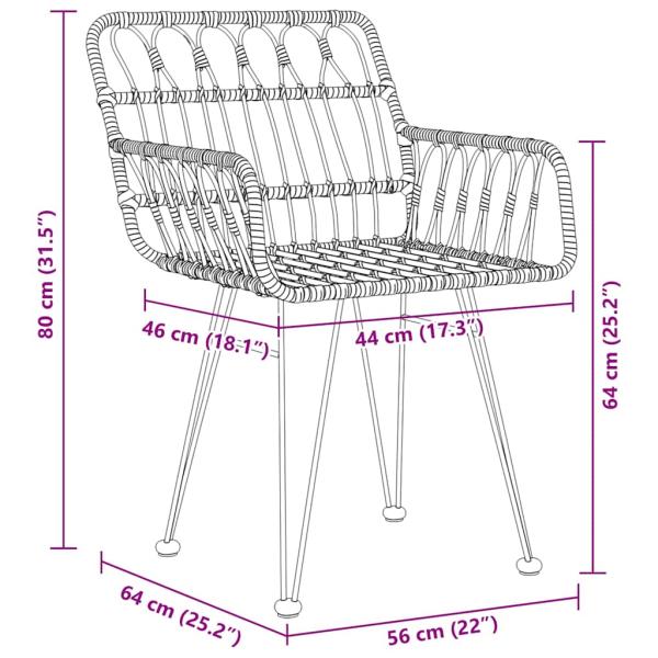 7-teiliges Garten-Essenset Schwarz Poly Rattan