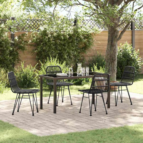 ARDEBO.de - 5-teiliges Garten-Essplatz-Set Schwarz Poly Rattan