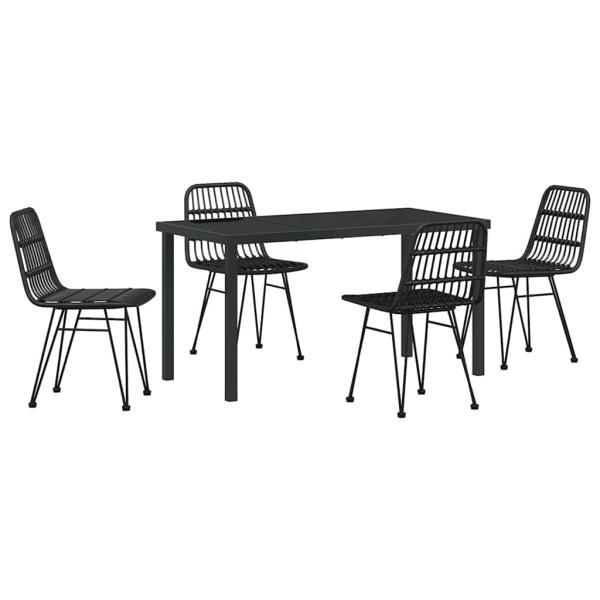 5-teiliges Garten-Essplatz-Set Schwarz Poly Rattan