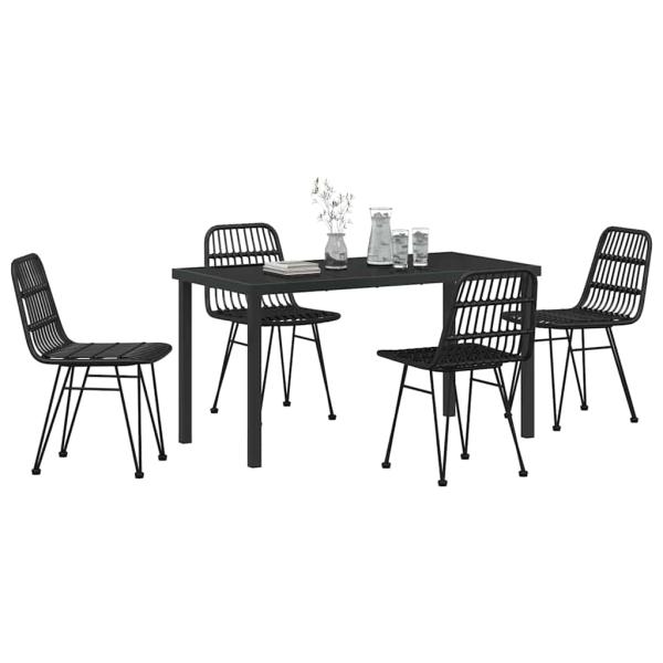 5-teiliges Garten-Essplatz-Set Schwarz Poly Rattan