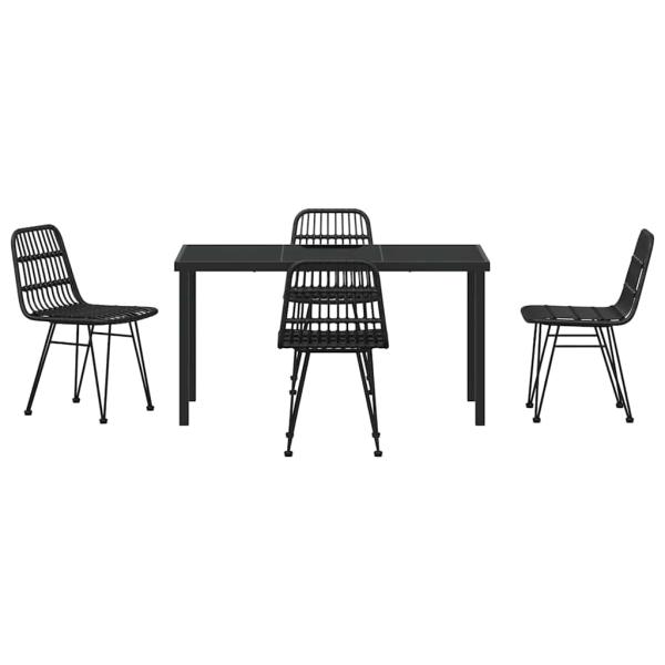 5-teiliges Garten-Essplatz-Set Schwarz Poly Rattan