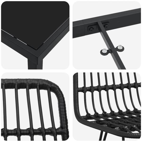 7-teiliges Garten-Essgruppe Schwarz Poly Rattan