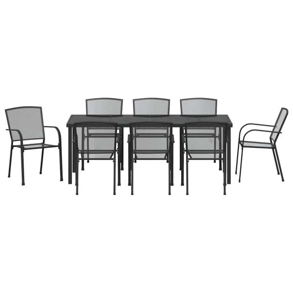 ARDEBO.de - 9-teiliges Garten-Essset Anthrazit Stahl