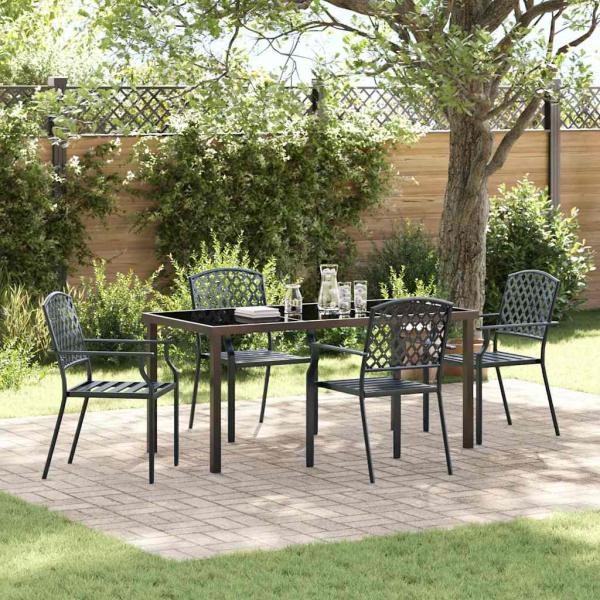 ARDEBO.de - 5-teiliges Garten Essset Anthrazit Stahl
