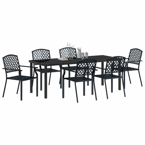 Garten Essgruppe 7 stk. Anthrazit Pulverbeschichteter Stahl