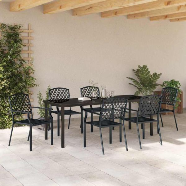 Garten Essgruppe 7 stk. Anthrazit Pulverbeschichteter Stahl