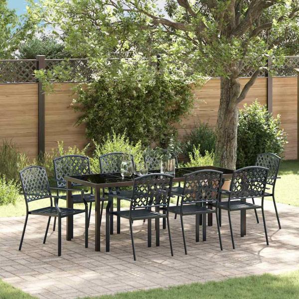 ARDEBO.de - Garten Essgruppe 9 stk. Anthrazit Pulverbeschichteter Stahl