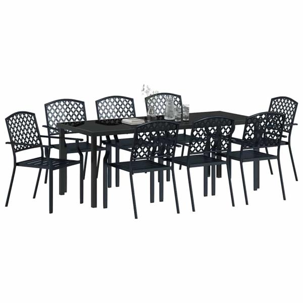 Garten Essgruppe 9 stk. Anthrazit Pulverbeschichteter Stahl