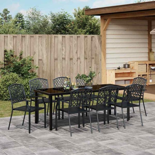 Garten Essgruppe 9 stk. Anthrazit Pulverbeschichteter Stahl
