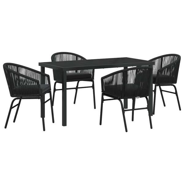 5-teiliges Garten-Ess-Set Schwarzes Poly-Rattan