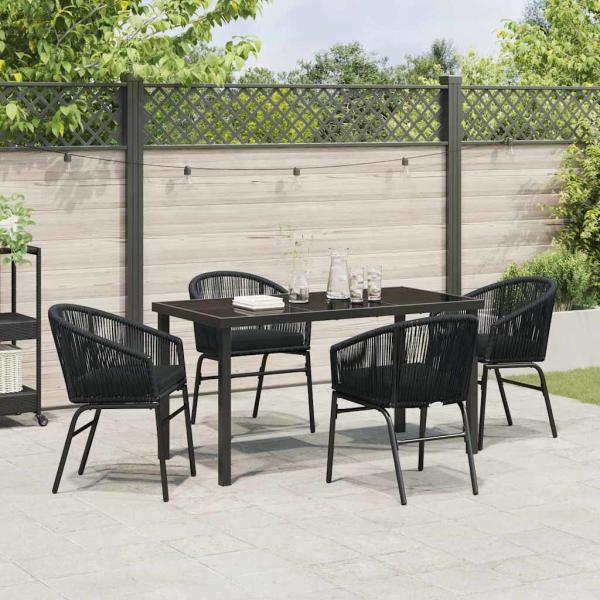 5-teiliges Garten-Ess-Set Schwarzes Poly-Rattan