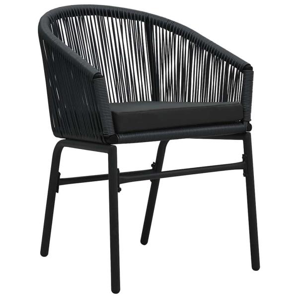 Garten Essgruppe 7 pcs Schwarz Pulverbeschichteter Stahl