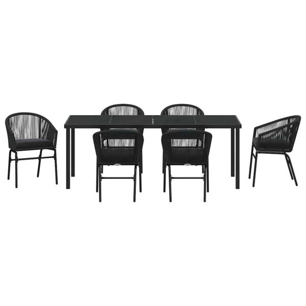 Garten Essgruppe 7 pcs Schwarz Pulverbeschichteter Stahl