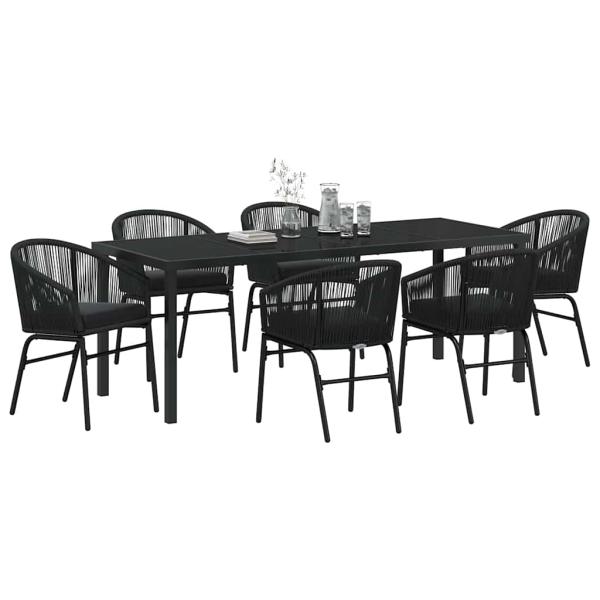 Garten Essgruppe 7 pcs Schwarz Pulverbeschichteter Stahl