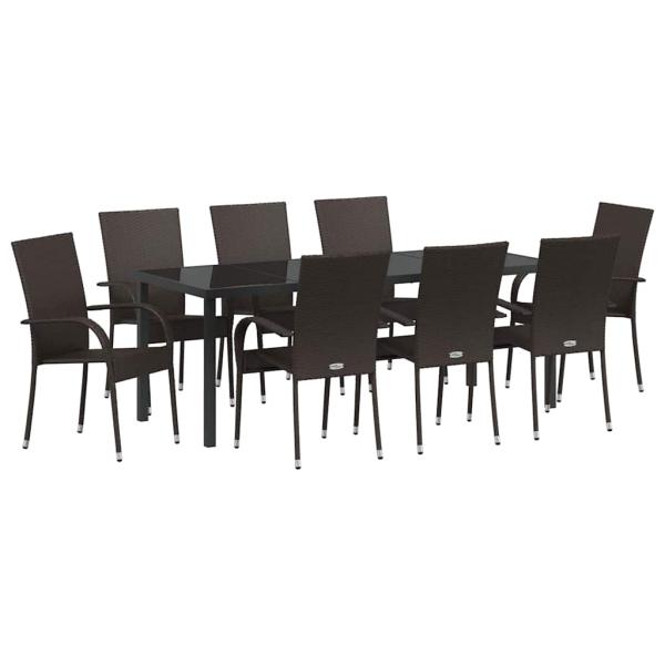 5-teiliges Garten Essset Braun Poly Rattan