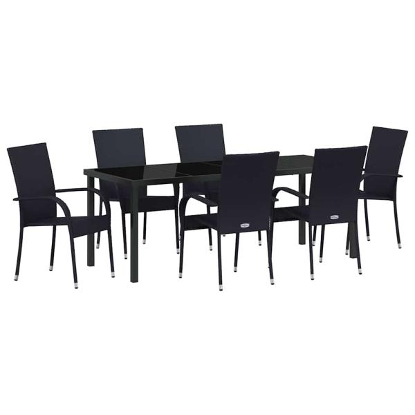 Garten Essgruppe 7 stk. Schwarz Pulverbeschichteter Stahl