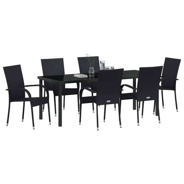 Garten Essgruppe 7 stk. Schwarz Pulverbeschichteter Stahl