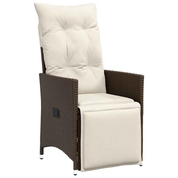 3-teiliges Garten-Ess-Set mit Kissen Braun Poly-Rattan