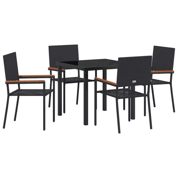 5-teiliges Garten-Essset Schwarz Poly Rattan