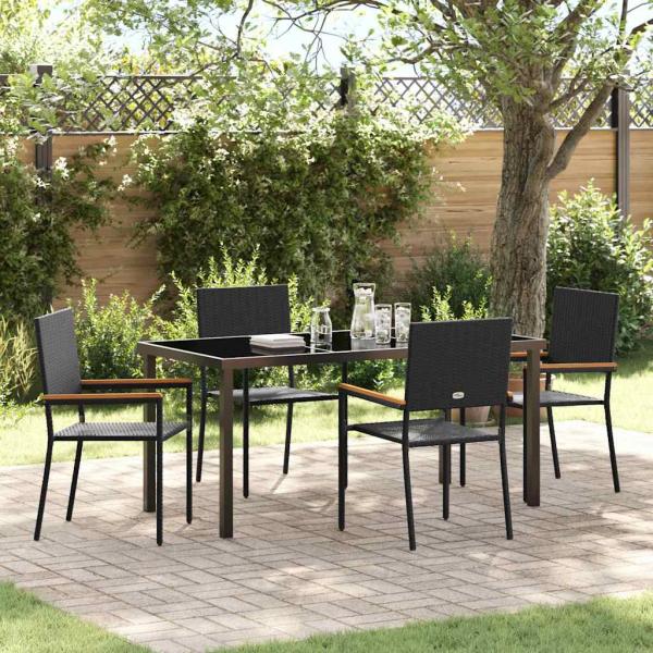 ARDEBO.de - 5-teiliges Garten Essset Schwarz Poly Rattan