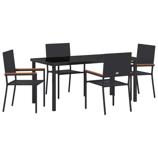5-teiliges Garten Essset Schwarz Poly Rattan