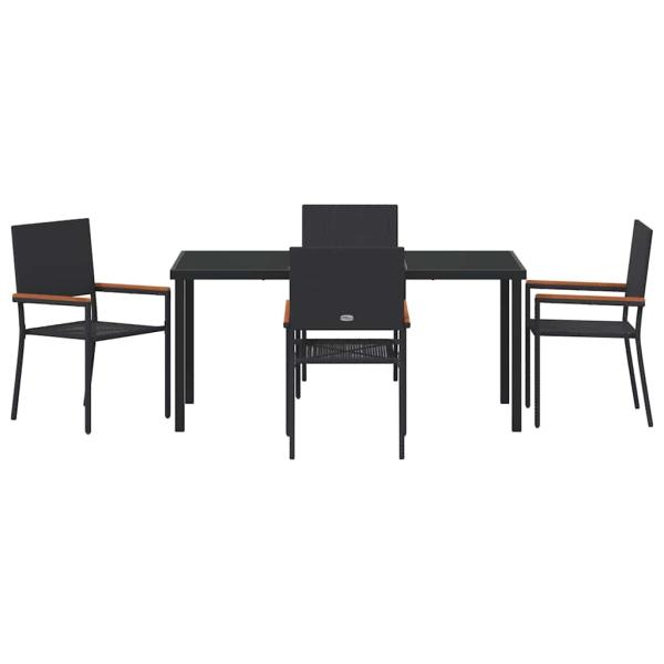 5-teiliges Garten Essset Schwarz Poly Rattan