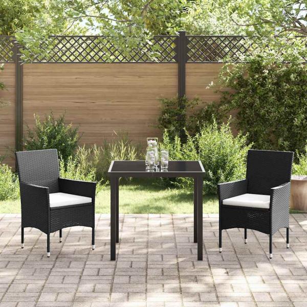 2-teiliges Garten Essstuhl Set Schwarz Poly Rattan