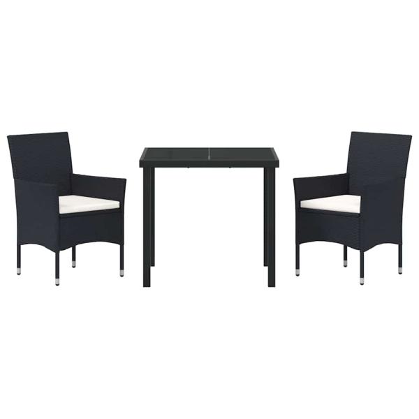 2-teiliges Garten Essstuhl Set Schwarz Poly Rattan