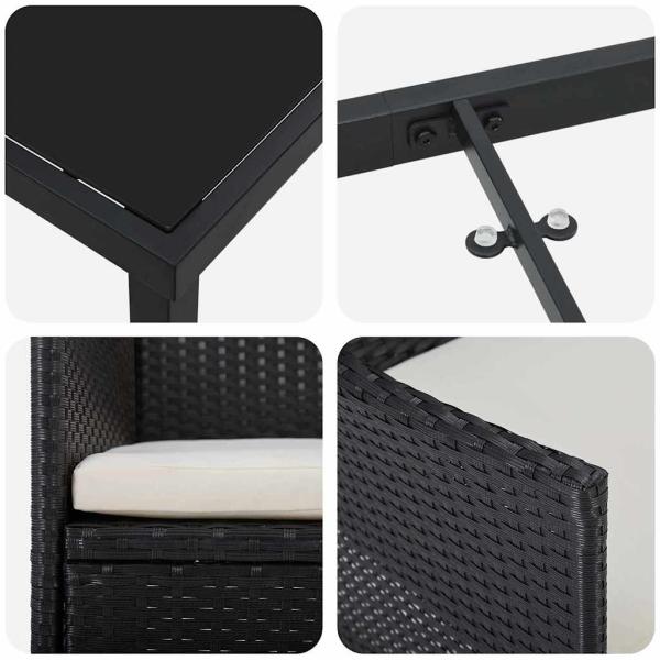 2-teiliges Garten Essstuhl Set Schwarz Poly Rattan