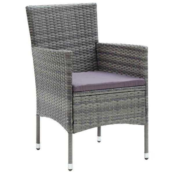 7-teiliges Garten-Essset Grau Poly-Rattan