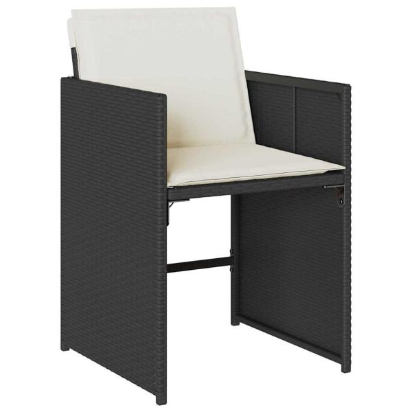 5-teilige Garten-Dining-Set mit Kissen Schwarz Poly-Rattan