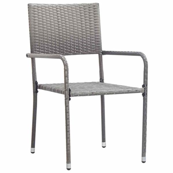 3-teiliges Garten-Essset Grau Poly-Rattan