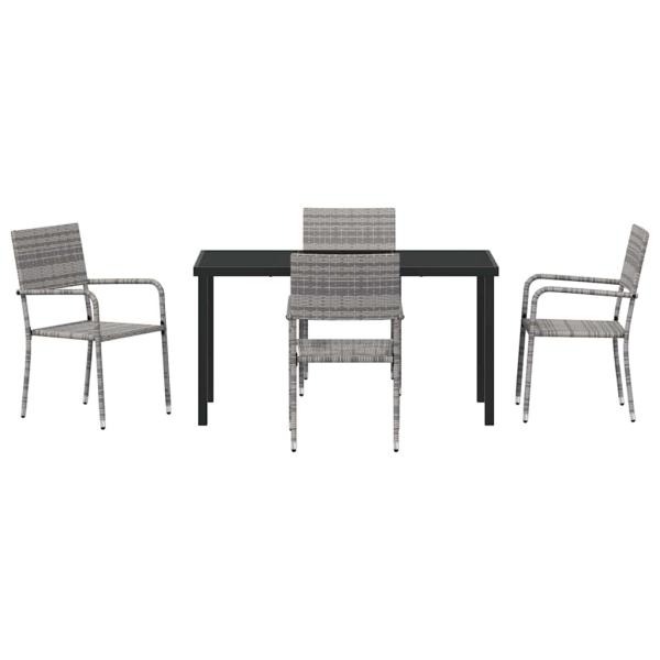 ARDEBO.de - 5-teiliges Garten Esszimmer Set Grau Poly Rattan