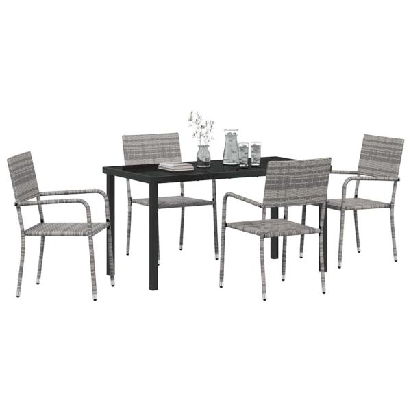 Garten Essgruppe mit Kissen 5 pcs Grau Poly-Rattan