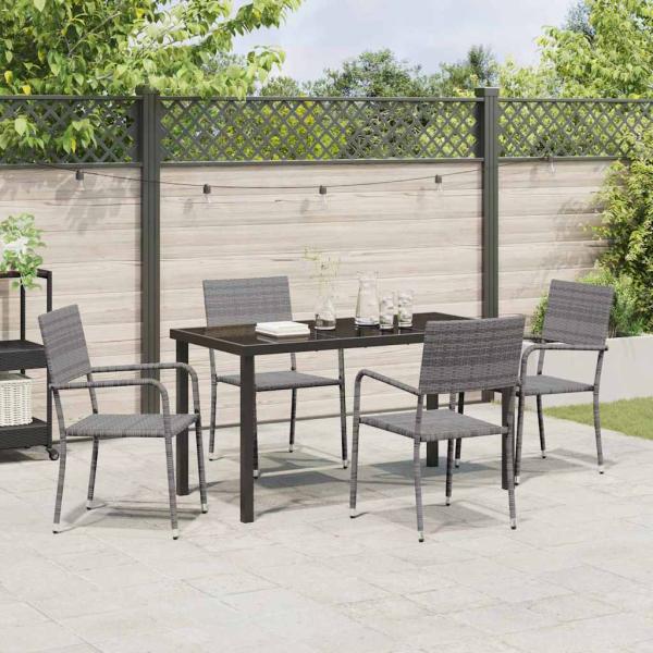 Garten Essgruppe mit Kissen 5 pcs Grau Poly-Rattan