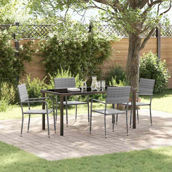 ARDEBO.de - 5-teiliges Garten Essset Grau Poly-Rattan