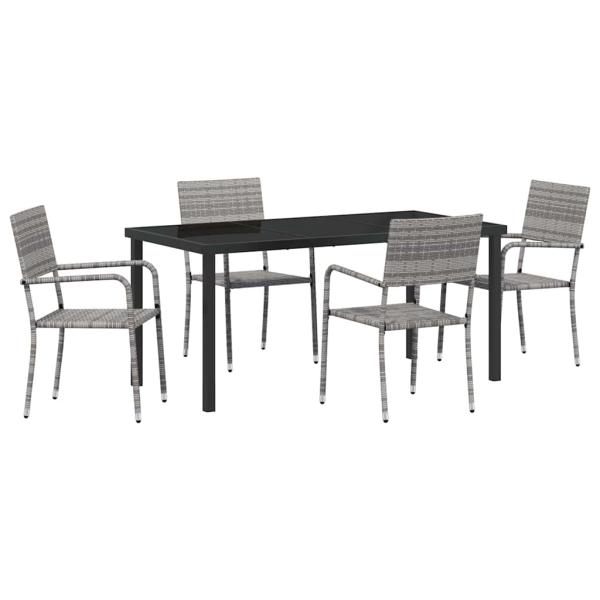 5-teiliges Garten Essset Grau Poly-Rattan