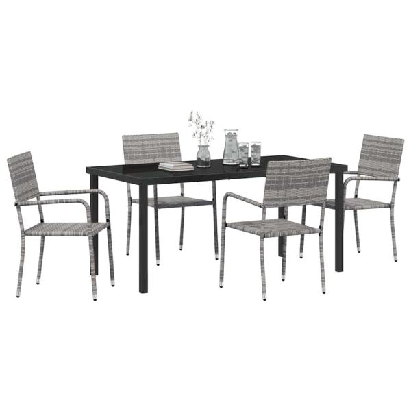 5-teiliges Garten Essset Grau Poly-Rattan