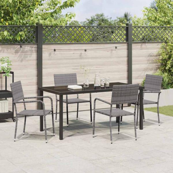 5-teiliges Garten Essset Grau Poly-Rattan