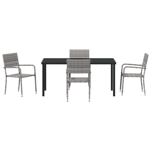 5-teiliges Garten Essset Grau Poly-Rattan